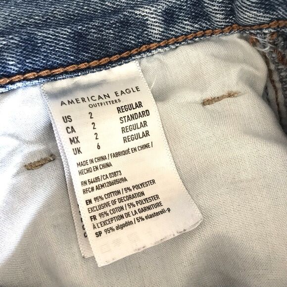 American Eagle 90s Jeans Womens 2 Mom Jean Destroyed Stretch Denim Distressed - Picture 4 of 12